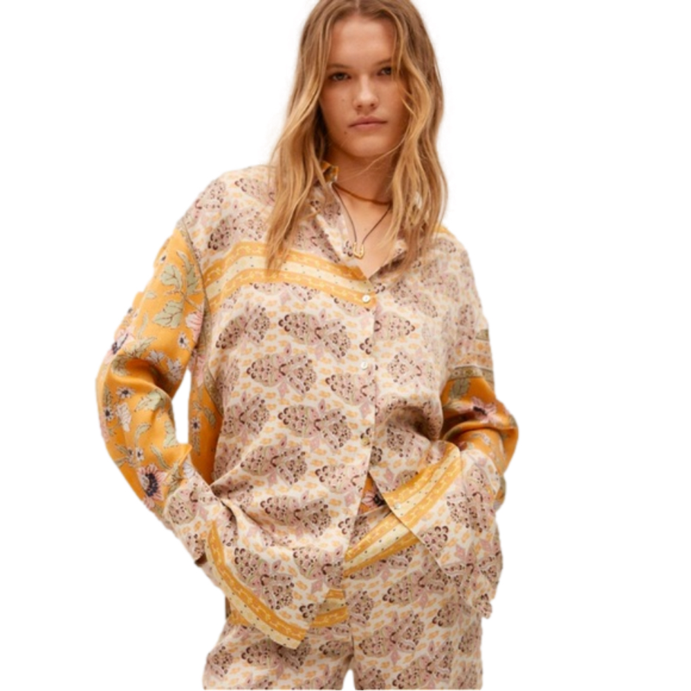 MNG mustard oversized shirt